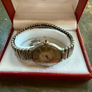 Must de Cartier 21 Two-Tone Beaded Bracelet Watch - guarenteed authentic